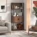 5-Tier Bookshelf with Doors, Rustic Wood Industrial Bookcase for Home, Living Room, Bedroom, Office (Walnut Brown) - HSH01106TG  